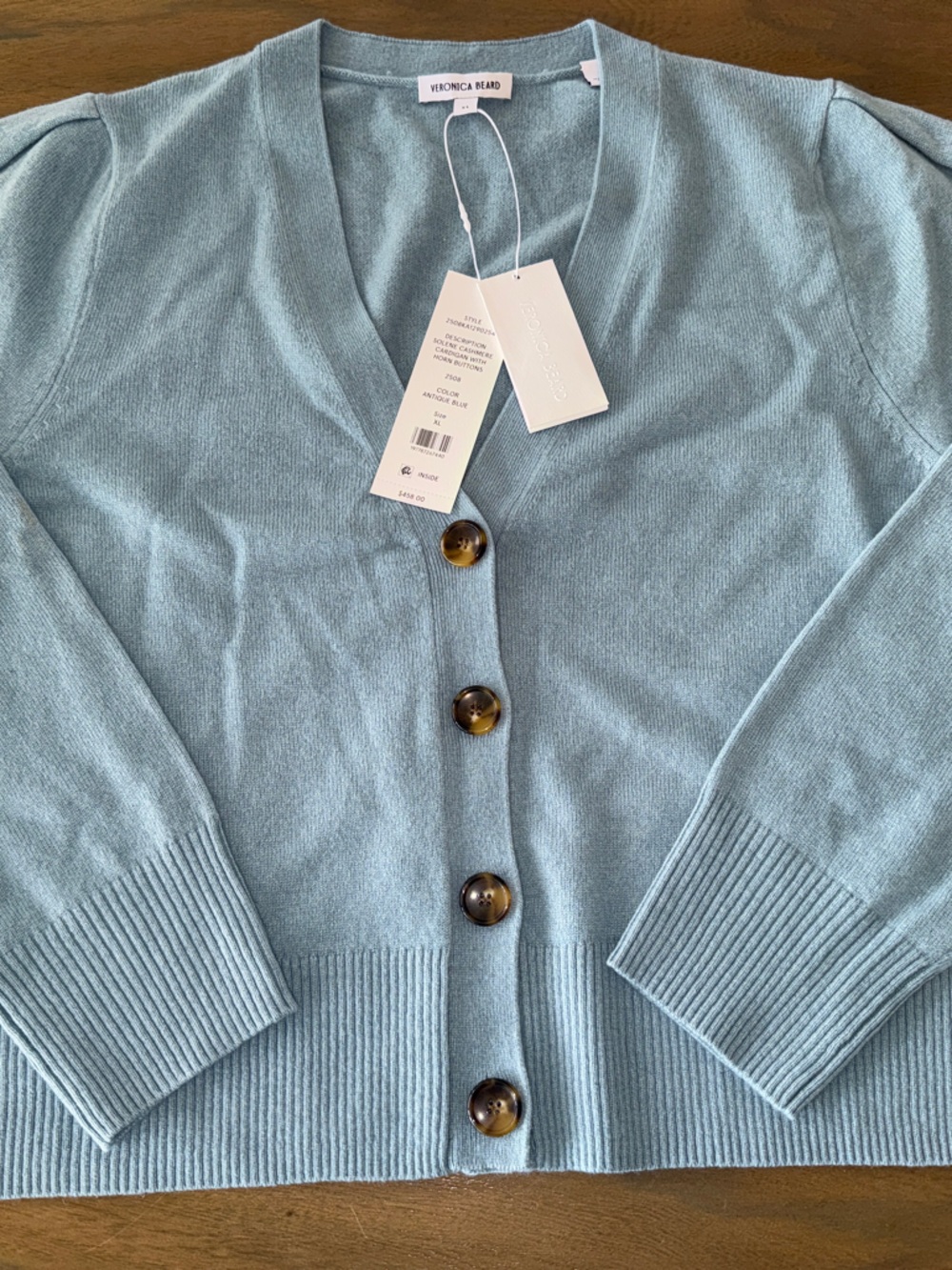 Veronica Bear NWT Light Blue Button-Front V-Neck Sweater Cardigan - Women's XL